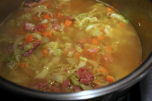 ham cabbage soup cooking