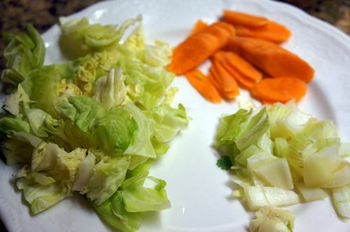 prepped vegetables