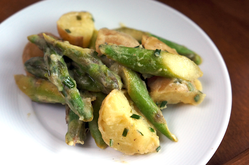 potato asparagus salad plate