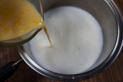 adding milk eggs cornstarch