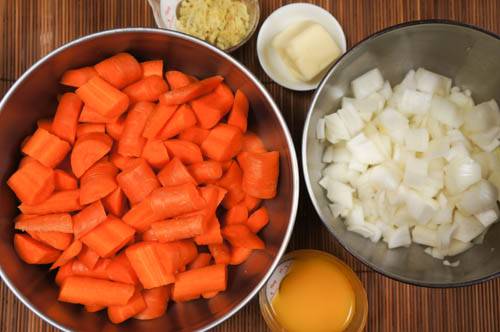 carrot ginger soup prep