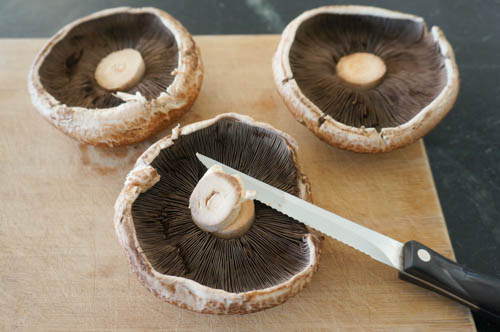 trimming mushrooms