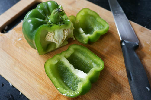 cutting bell pepper