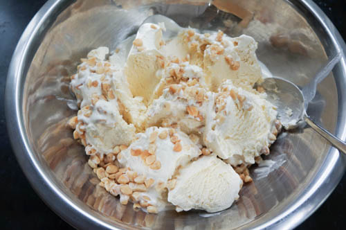 mixing macadamia ice cream