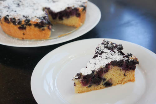 summer blueberry cake slice