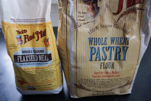 whole wheat pastry flour and flaxseed meal