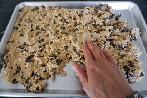 spreading cookie dough